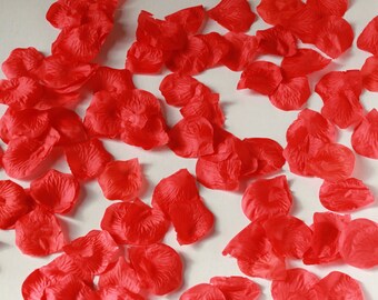 Silk Rose Petals - 100 pieces red rose petals - rose confetti red - fabric red rose petals - silk petals