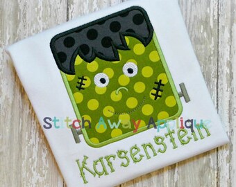 Frankenstein Halloween Machine Applique Design