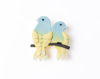 Nice Lover Birds Brooch, Valentine's Day Gift for Her, Couple, Small handmade brooch, Bird Brooch, Romantic girl woman, Love, Love pin Woman
