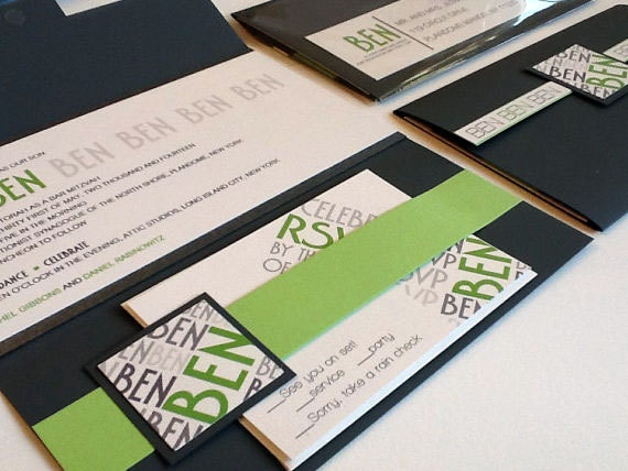 modern bar mitzvah invitation