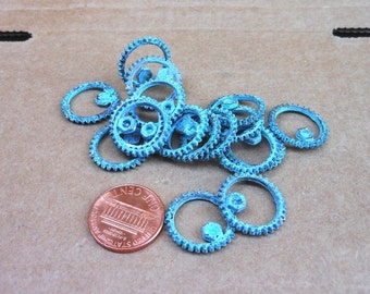 steampunk SPUR GEAR - VERDIGRIS patina 6 pcs