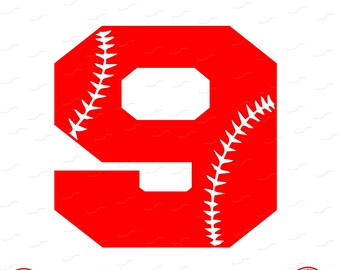 Digital Cut File, Monogram Baseball Numbers, Number 9, 9, Softball, Vinyl Cutting File, Baseball, SVG, DXF, EPS, Silhouette, Cricut