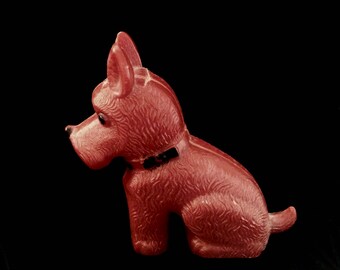 Red Celluloid Scottie Dog Scottish Terrier Westie Figurine