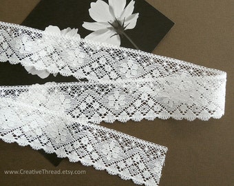 4 Yards 16", Spanish Cotton Lace, Vintage Heirloom Lace, Cotton Edging Lace, Doll, Costume, Lingerie Lace, 1 1/4" Wide, Soft White - BR392