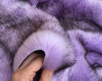Orchid Kiss - quality dense purple faux fur with black tip synthetic fur fabric -1m piece