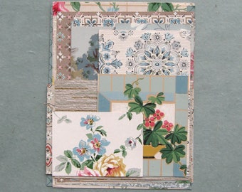 Blue Vintage Wallpaper Scrap Pack 16 Pieces for Collage Scrapbooking Papercrafts