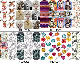 Nail Art Stickers Water Slide Decals Labels Tattoos Trendy Fashion Popular Style Christmas New Year 2018 2019