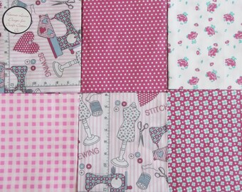 Just Sew Bundle of 6 Fat Quarters - 100% Cotton