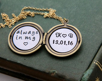 Personalized Locket Necklace, Locket Necklace, Initial Necklace, Anniversary Date Necklace, Custom Necklace, Personalized Gift for Women