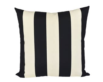 Cabana Stripe Black & Ivory pillow covers - Indoor/Outdoor - Made to Order