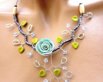 Turquoise necklace branch floral