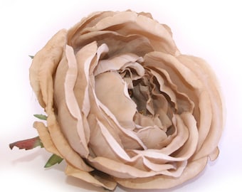 Jumbo Beige Cabbage Rose - Artificial Flower, Silk Flower Heads