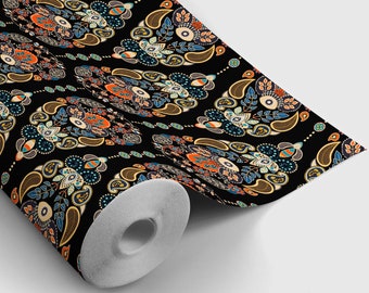 Boho Chic Paisley Peel and Stick Wallpaper | Peel and Stick Temporary Wallpaper | Removable Wall Sticker