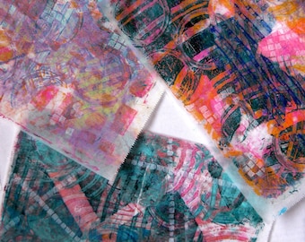 Original Handmade Gelli Print Collage Artist Papers for Mixed Media and Art Journaling 1203_02