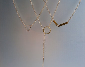 Minimalist Necklace, Minimal Necklace, Dainty Necklace, Chain necklace, Mini Necklace, Y necklace, Bar . Minimalist Jewelry, 18K Gold plated