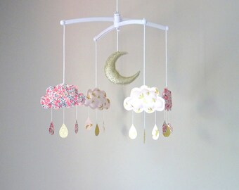 Mobile music clouds Moon Liberty sweet pea, nude, gold