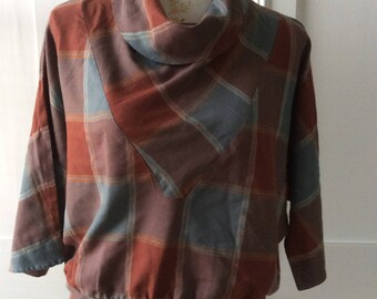 Grey and Tan Check Top