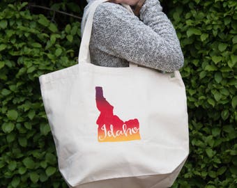 Idaho Screen Printed Tote Bag, Large heavy duty canvas bag