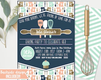 Cooking Baking Birthday Party - Invitations - Cooking Baking Birthday - Cupcake Party Instant Download and Edit at home