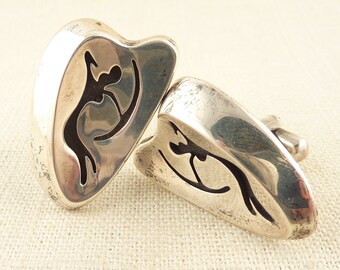 Vintage Antonio Pineda Sterling Archer Pictograph Designer Cuff Links
