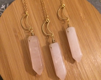 Rose Quartz Moon Necklace