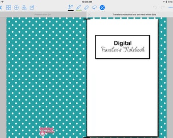 Digital, Paperless Travelers Notebook, sm teal dots