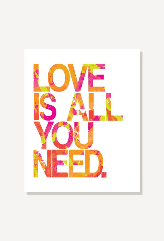 Download Items similar to Beatles Love Is All You Need - Lyrics Art ...