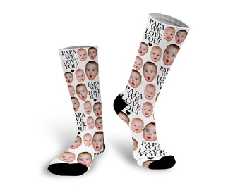 Father's Day Custom Photo Socks, Father's Day Socks, Dad Socks, Personalized Socks, Custom Printed Socks --62199-SOX2-603
