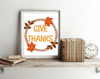 Clearance!! Give Thanks Wall Art and I'm Thankful For Place Cards Printable Digital Download
