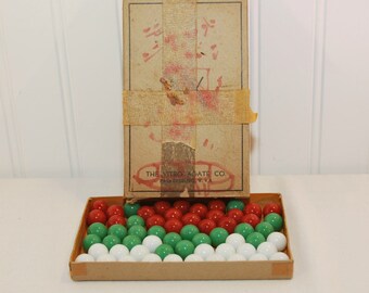 Vintage The Vitro Agate Company Number 00 Game Marbles (c. pre- 1998) 20 Each Red, Green and White Marbles, Collectible,Repurpose, Gift