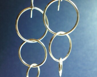 Smooth Trio - Fine Silver Hoops Descending