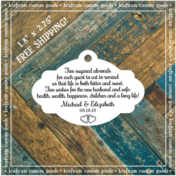 Jordan Almond Favor Tags #789 FREE SHIPPING!