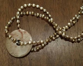 Rhodochrosite Donut Necklace (N1219)