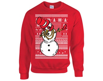 Dabbing snowman ugly christmas Sweater , Xmas Sweater, Christmas party, Holiday gift , dabbing santa