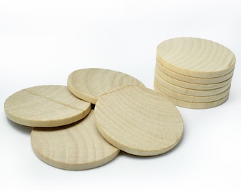 25, 1.5 Inch (38mm) Wood Round Circle Discs, Wood Circle Cut-Outs