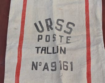 Vintage post bag HUGE Soviet vintage post bag Post sack Mail bag TALLINN ESTONIA Postal service bag Vintage postal bag Ussr post sack bag