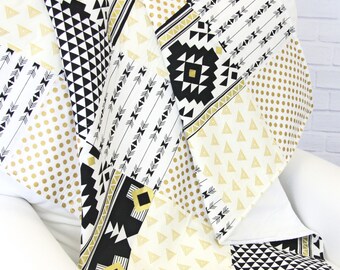 15% OFF SALE - Andy's Black and Gold Baby Quilt