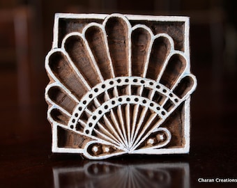 Pottery Stamps, Indian Wood Stamp, Textile Stamp, Wood Blocks, Tjaps, Printing Stamp- Scallop Shell