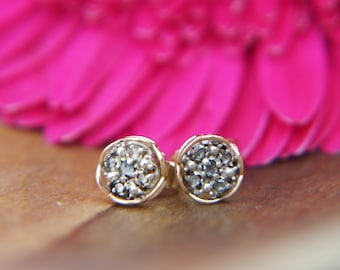 Vintage Style 9ct Rose Gold & Cluster Diamond Stud Earrings 0.07ct