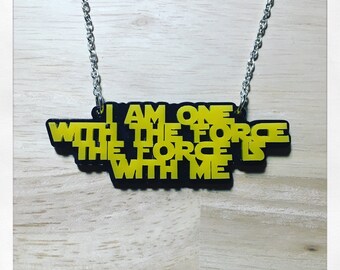 Star Wars Inspired I Am The Force Acrylic Word Necklace