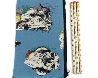 Pencil Pouch - Makeup Bag - Zipper Pouch - Cosmetic Bag - Zipper Clutch - Pencil Bag - Pencil Case - Gadget Bag in Scribble Dog