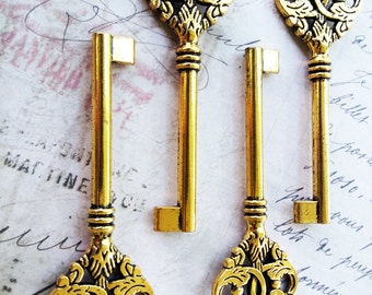 Bulk Skeleton Keys Steampunk Skeleton Keys Large Skeleton Keys Skeleton Key Bulk Skeleton Key Pendants Gold Keys 3.5 inches 100 pieces