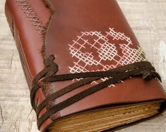 Reddish Brown Leather Journal, Handbound Journal, Leather Diary, Notebook