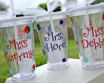 Personalized Acrylic Tumblers - Teacher Gifts, Bride to Be, Weddings, Engagement, Birthdays, Girls' Trips, Flower Girl, Destination Wedding
