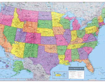 UNITED STATES Wall Map USA Poster 22x17 or