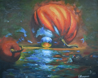 Pumpkins, original oil painting, canvas, 60х70, autumn orange still life artwork