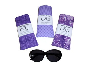 Purple Fabric Sunglass / Eyeglass Case, Padded Sunglass / Eyeglass Storage Holder, Gift For Women, Handmade By DonnaLeeBags