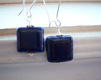 Stone Earrings - Earthy Earrings - Blue Earrings