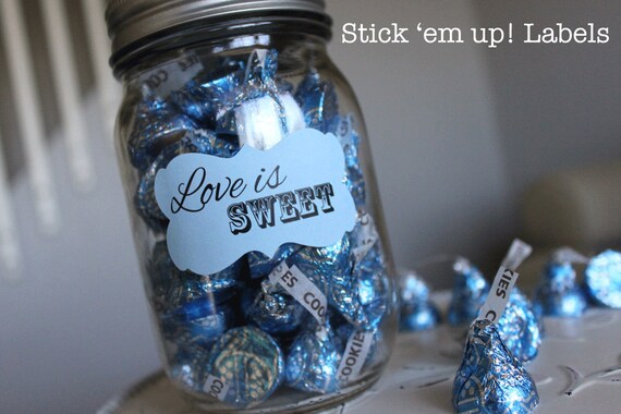 Mason Jar Favor Labels Love is Sweet Wedding Candy Buffet