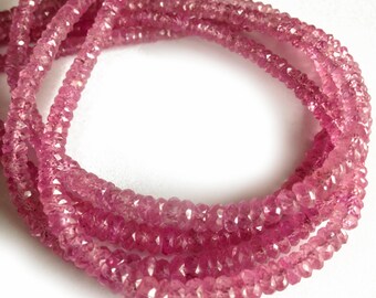 Genuine pink sapphire faceted rondelles. Select a size: 3mm-4.5mm